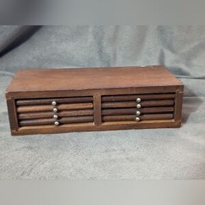 Vintage Wooden Coasters Stackable Wood & Cork Coasters Handles Wood Holder 1980s